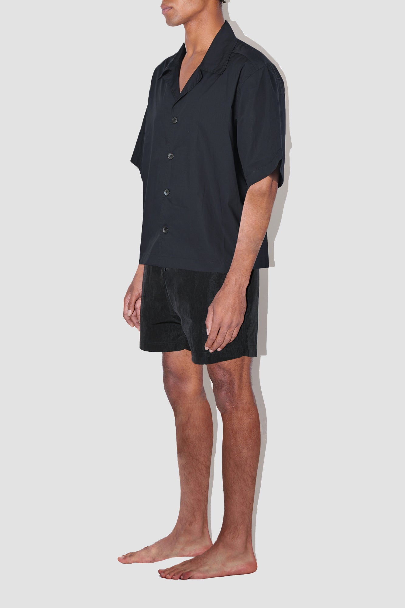 SmoothWeave Black Micro Twill Cuban Shirt