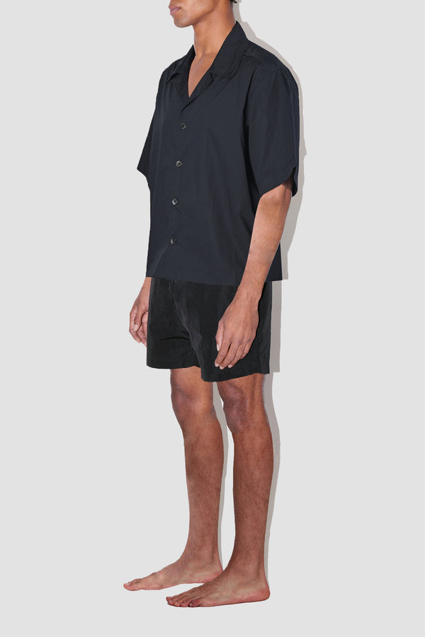 SmoothWeave Black Micro Twill Cuban Shirt