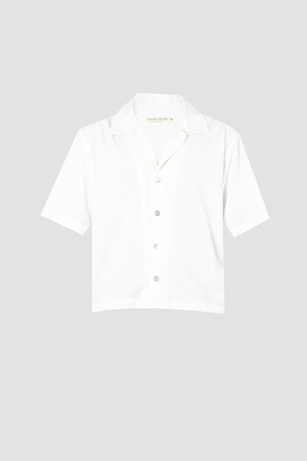 SmoothWeave White Micro Twill Cuban Shirt