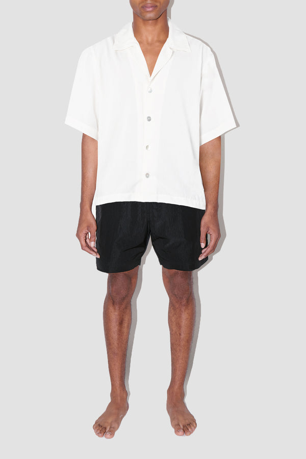 SmoothWeave White Micro Twill Cuban Shirt