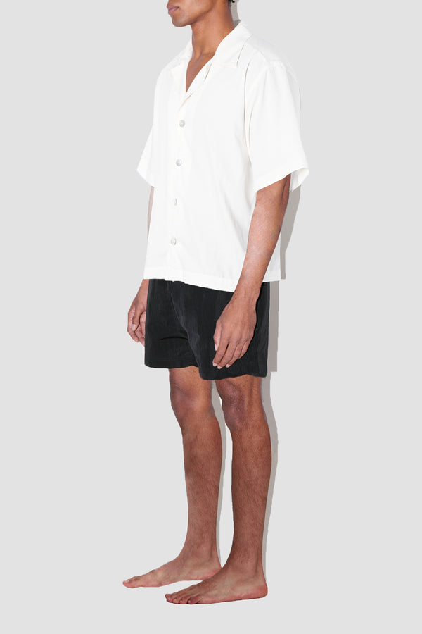 SmoothWeave White Micro Twill Cuban Shirt