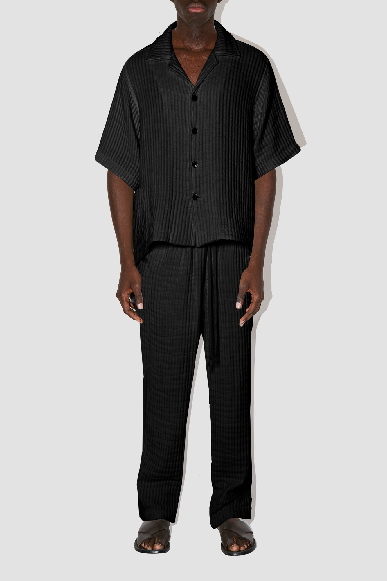 AirCloud Black Cotton Cuban Shirt