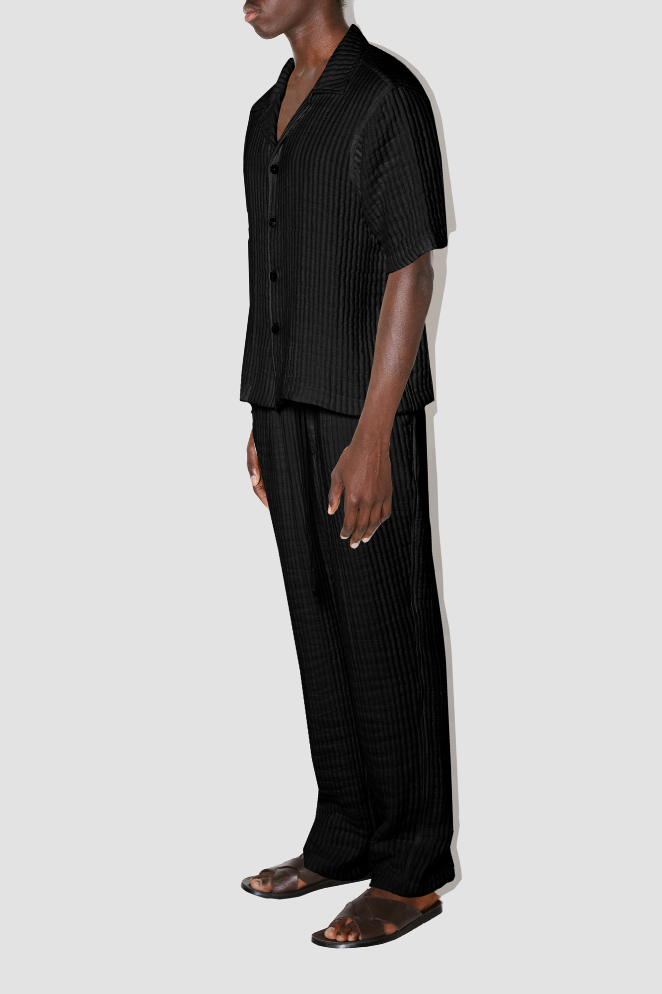 AirCloud Black Cotton Cuban Shirt