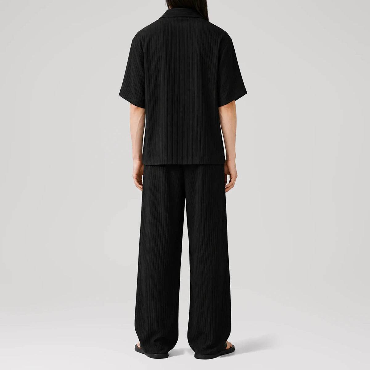AirCloud Black Cotton Cuban Shirt, back view