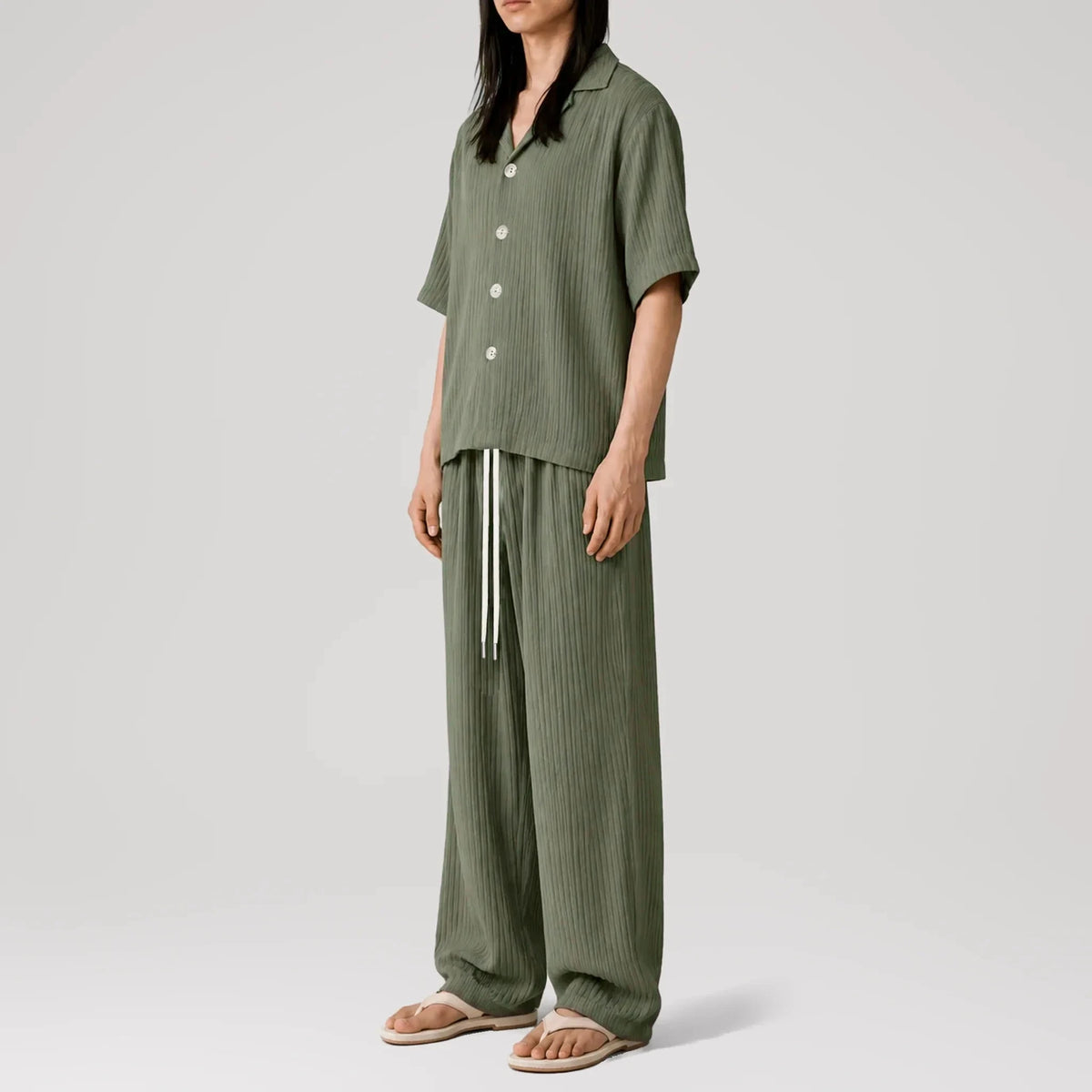 Chemise cubaine AirCloud Khaki Cotton, vue de profil