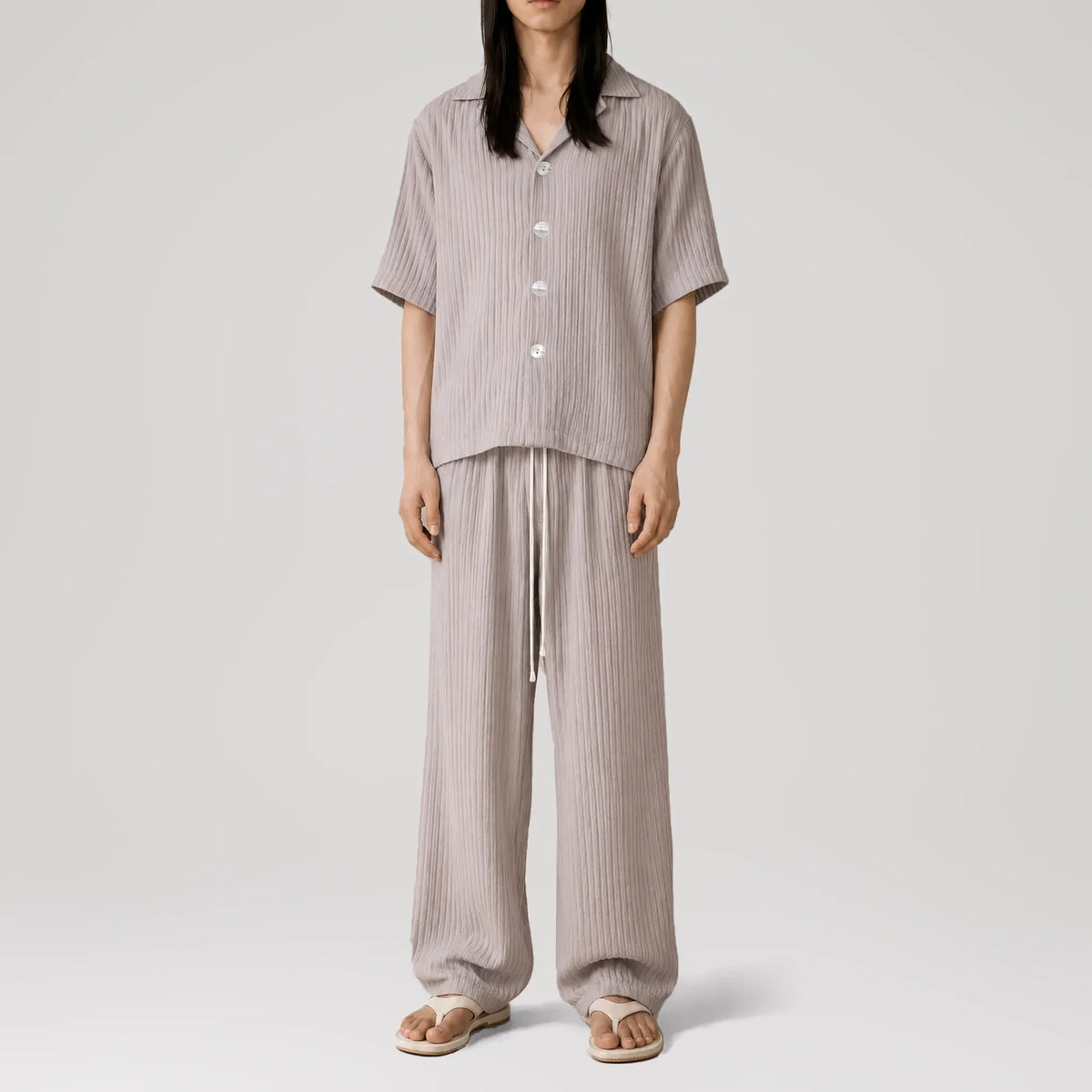 AirCloud Taupe Cotton Cuban Shirt, front view