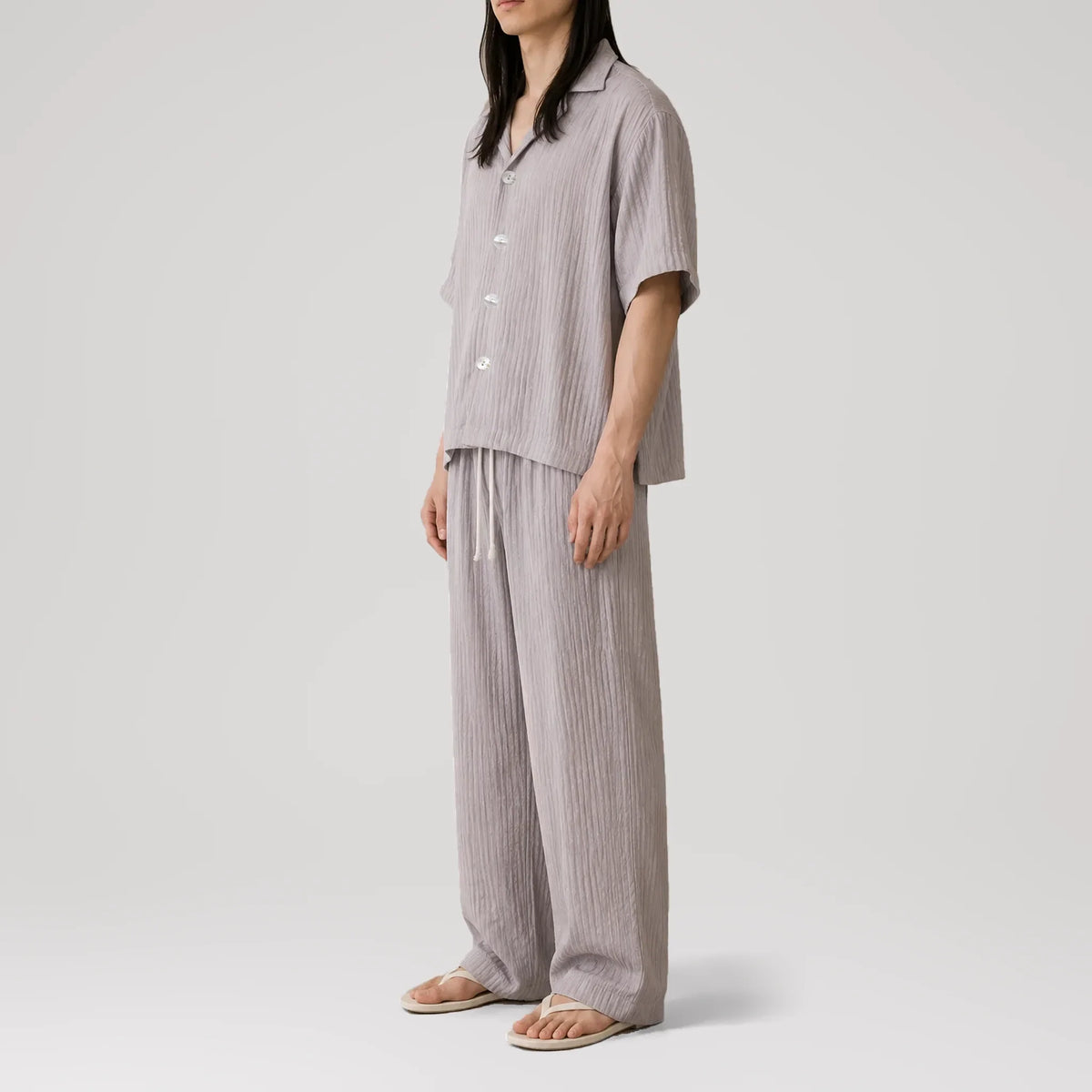 AirCloud Taupe Cotton Cuban Shirt, side view