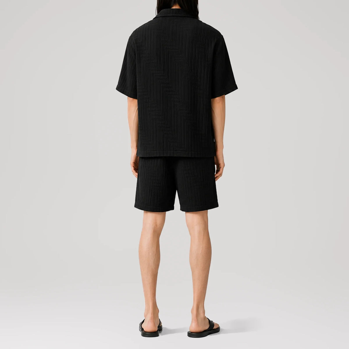 AirMaze Black Cotton Cuban Shirt, back view