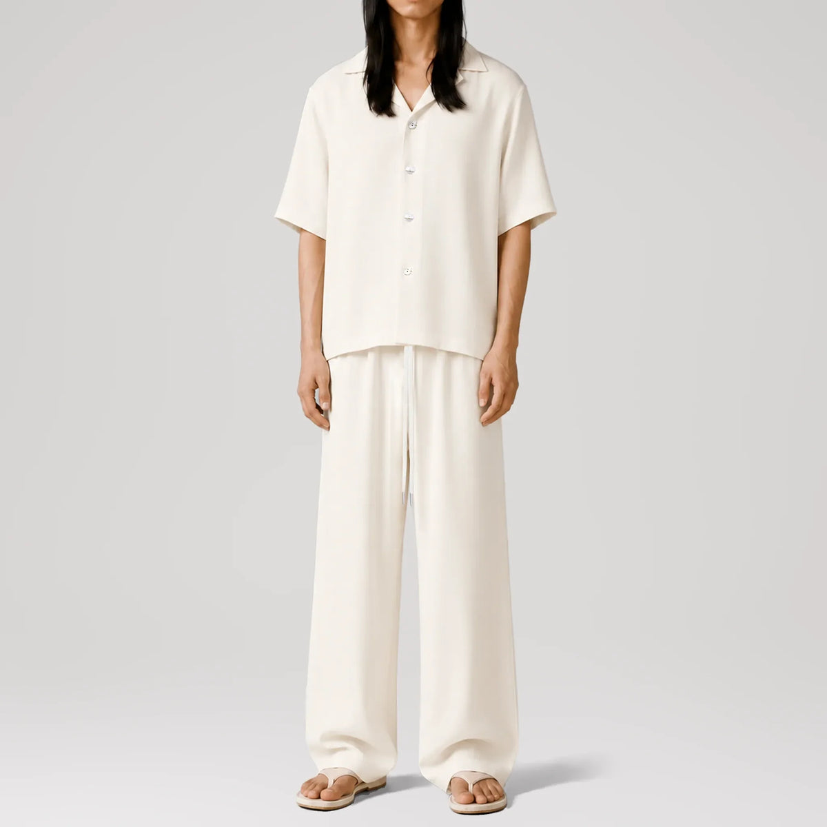 DuneSilk Ivory Cuban Shirt, front view