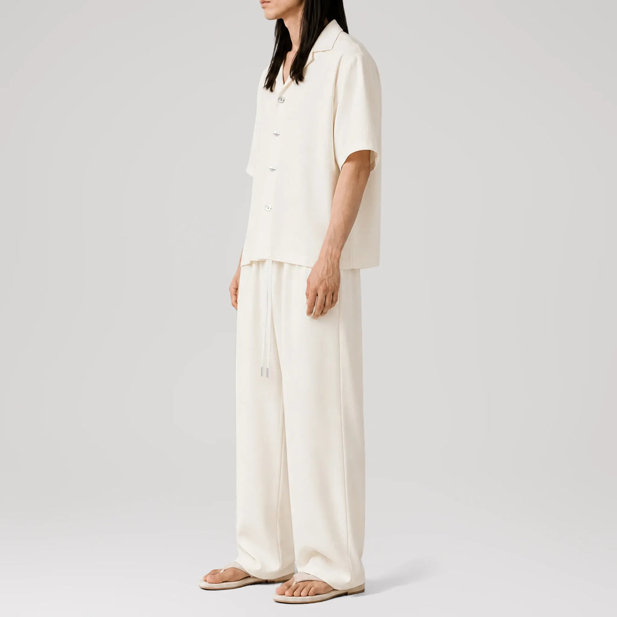DuneSilk Ivory Cuban Shirt, side view
