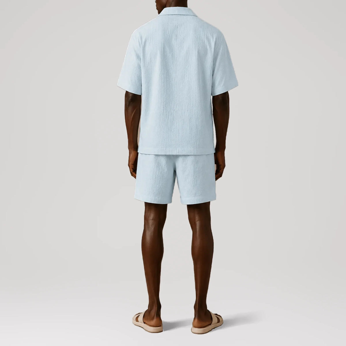 Seashells Ice Blue Cuban Shirt, back view