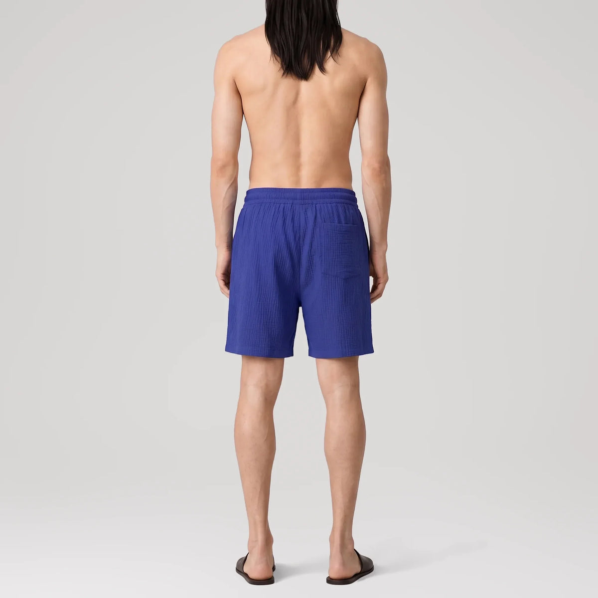 AngelWeave Indigo Gauze Lounge Shorts, back view