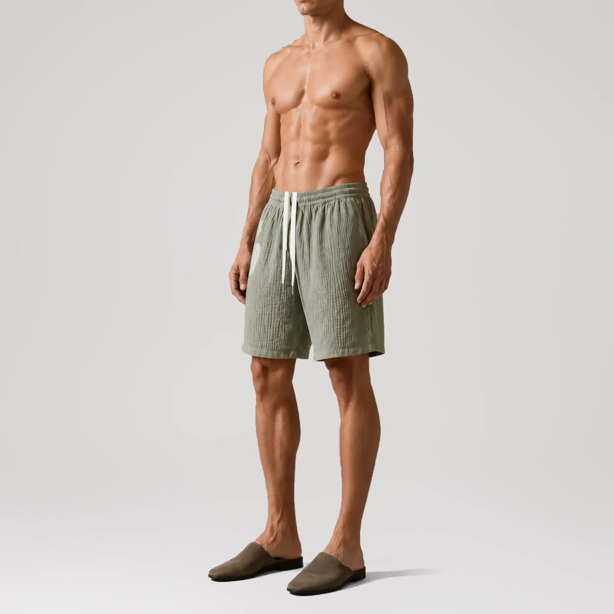 Short lounge AngelWeave Khaki Gauze, vue de profil