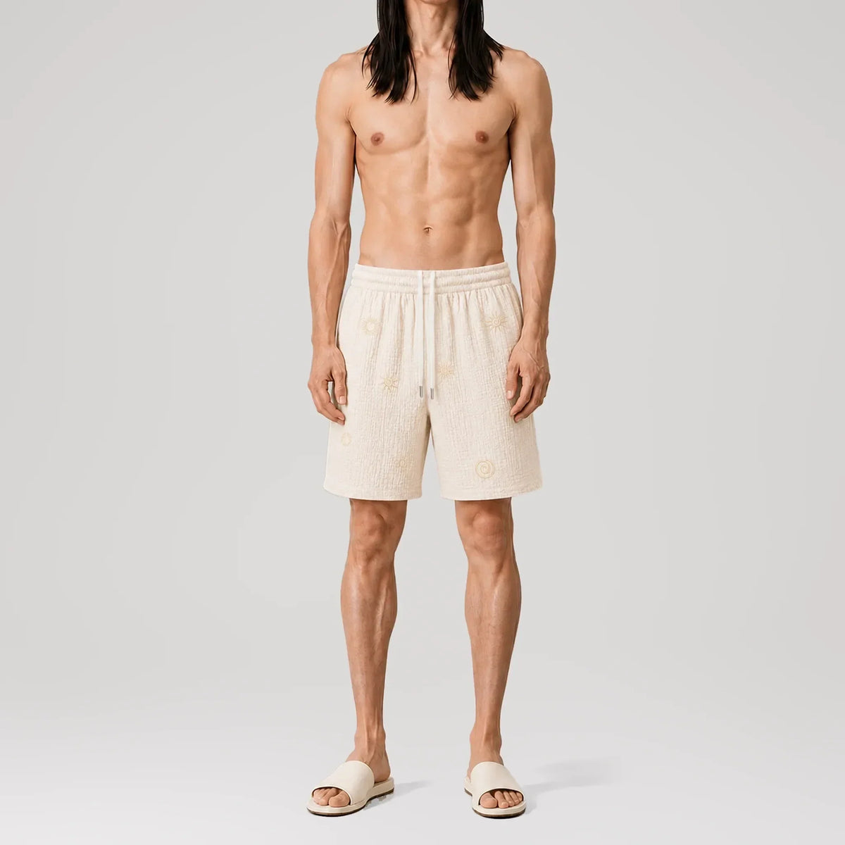 Short lounge brodé AngelWeave Solar, vue de face