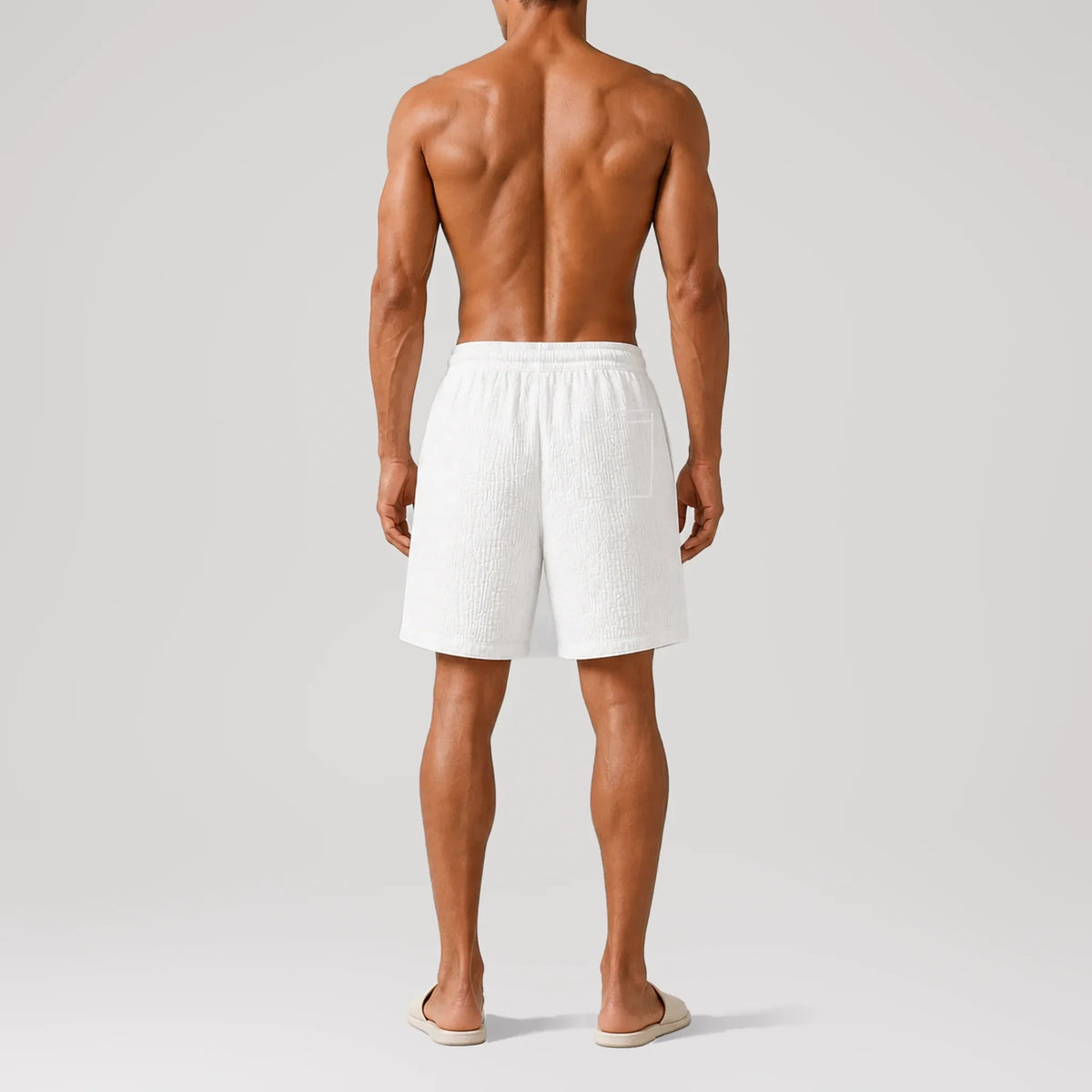 AngelWeave White Gauze Lounge Shorts, back view