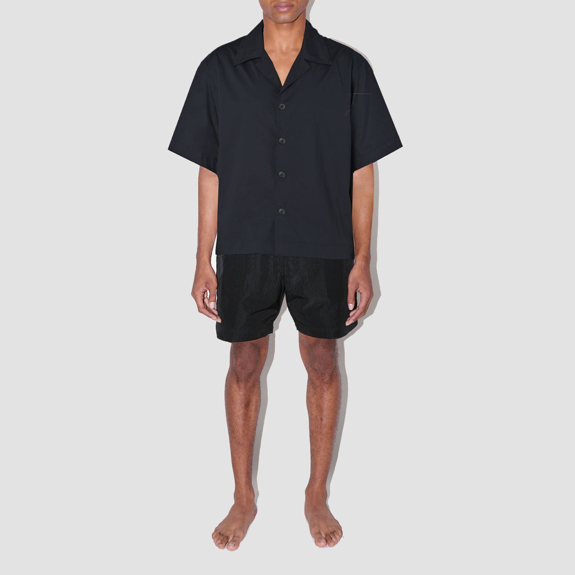 SmoothWeave Black Micro Twill Cuban Shirt