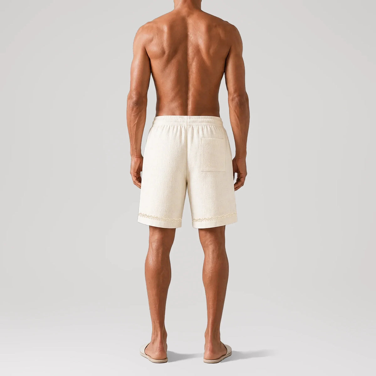 TerraLinen Bazaar Ivory Lounge Shorts, back view