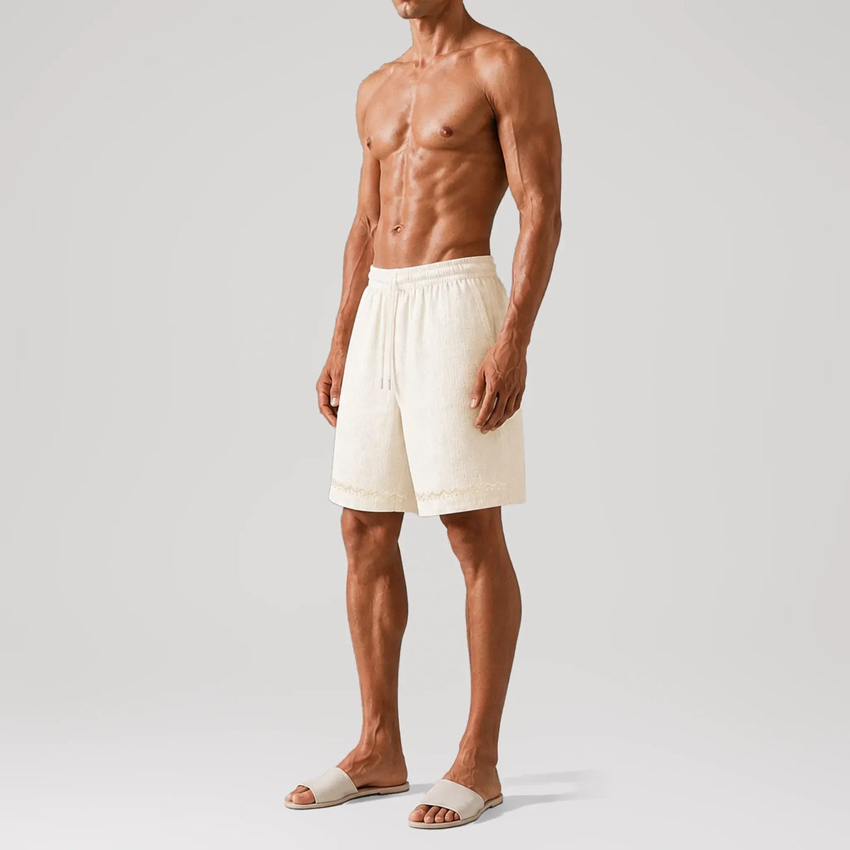 TerraLinen Bazaar Ivory Lounge Shorts, side view