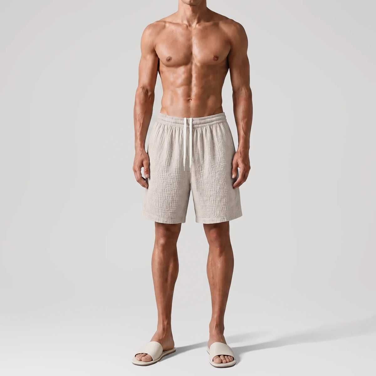 AngelWeave Sand Gauze Lounge Shorts, front view