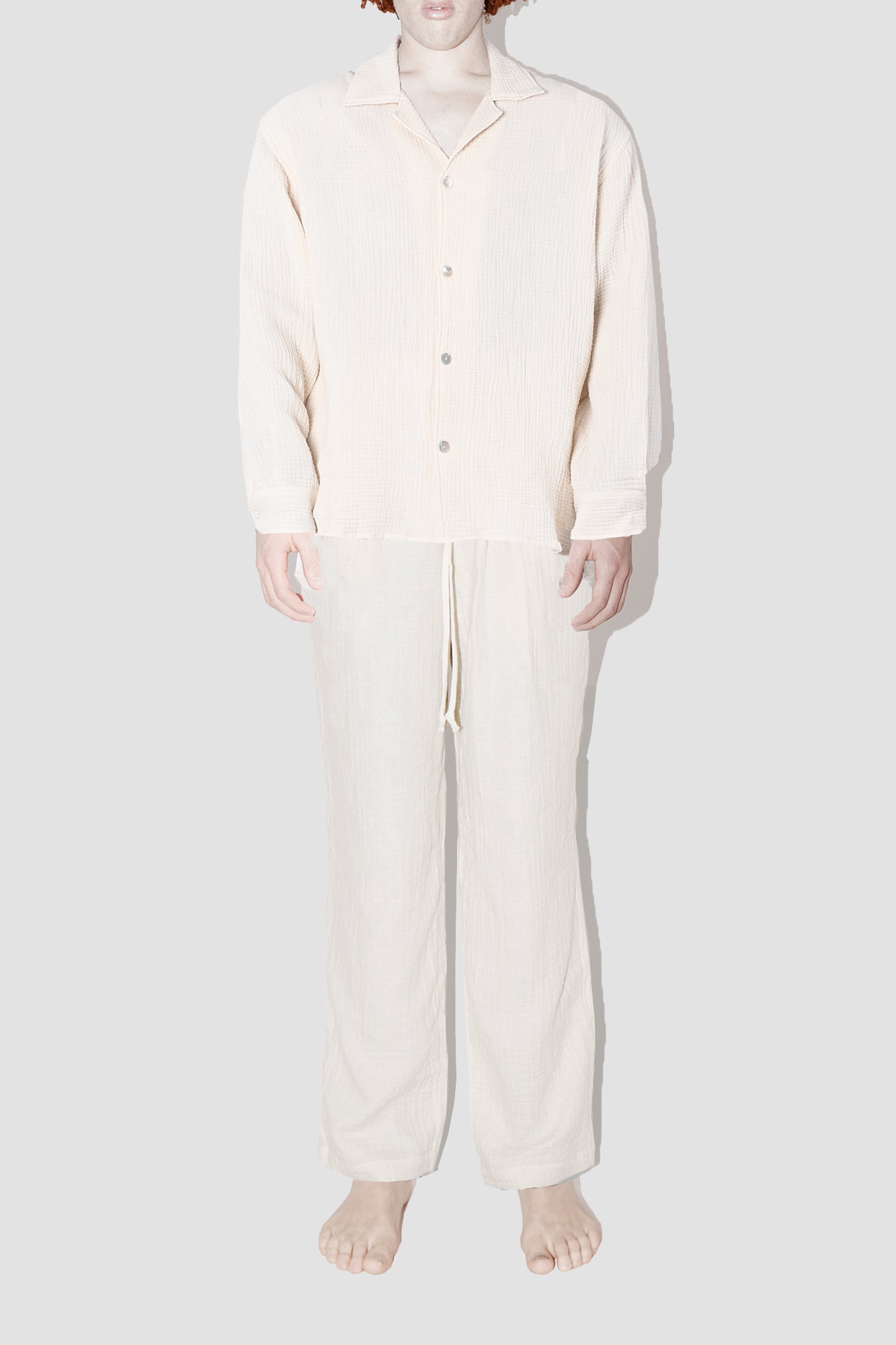 AngelWeave Ivory Gauze Long Sleeve Resort Shirt