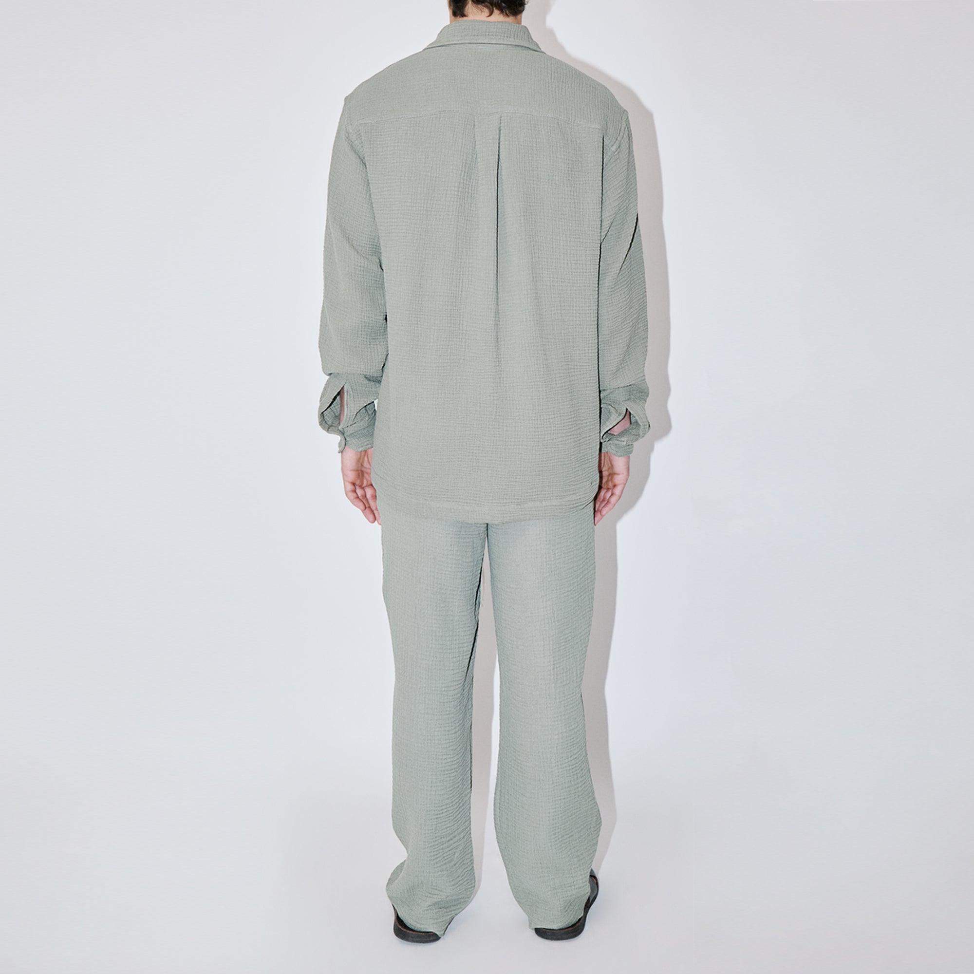 AngelWeave Almond Green Gauze Long Sleeve Resort Shirt