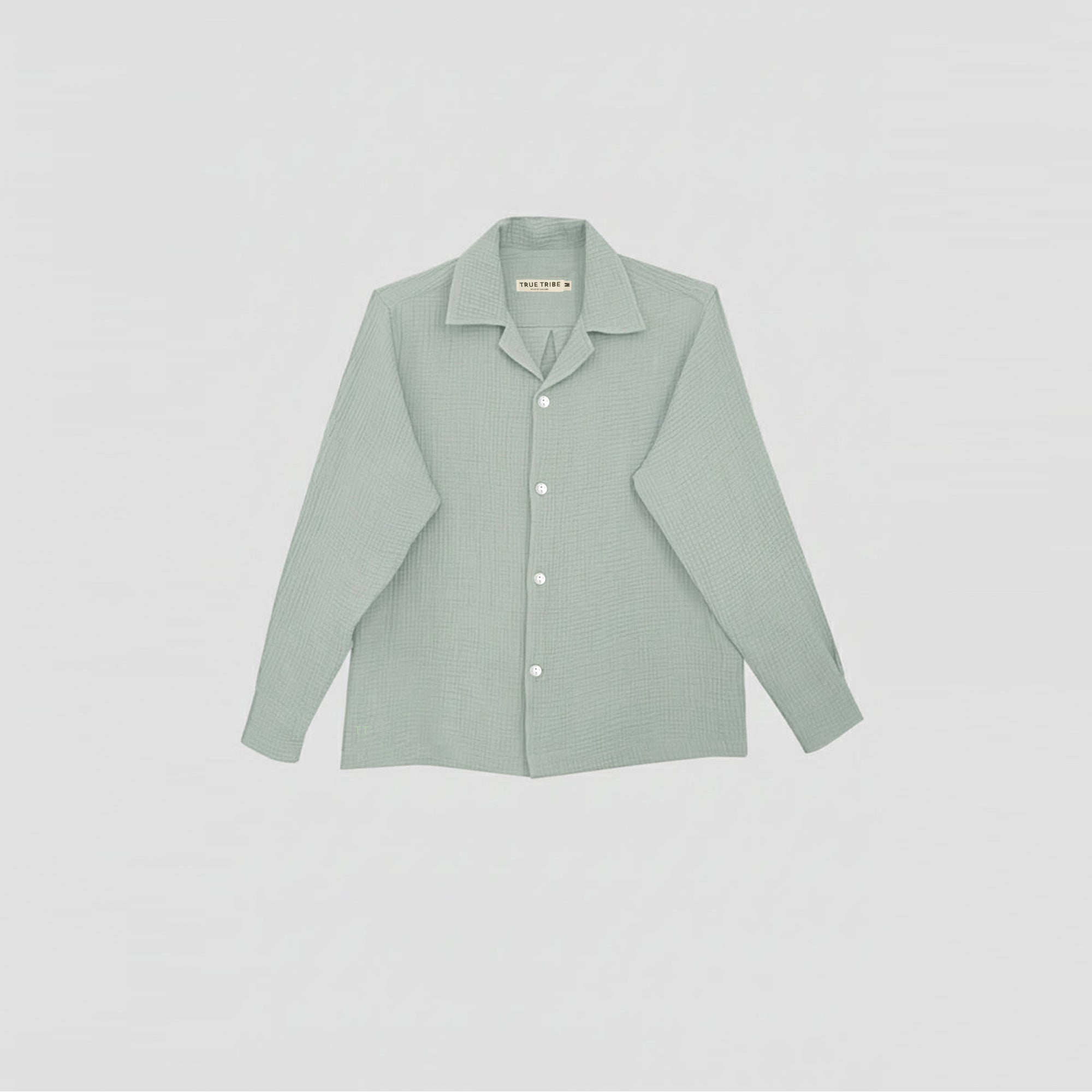 AngelWeave Almond Green Gauze Long Sleeve Resort Shirt