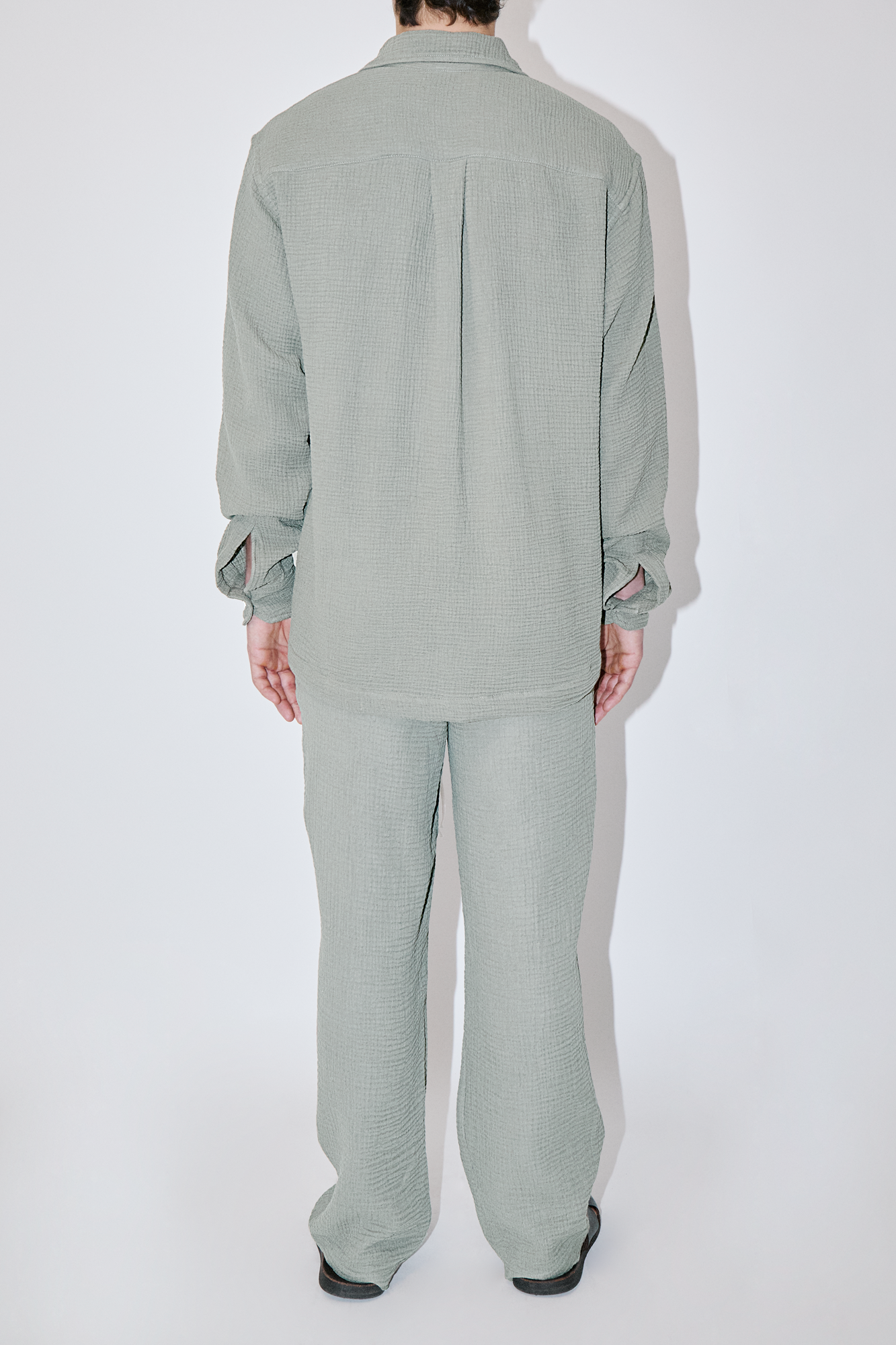 AngelWeave Almond Green Gauze Long Sleeve Resort Shirt