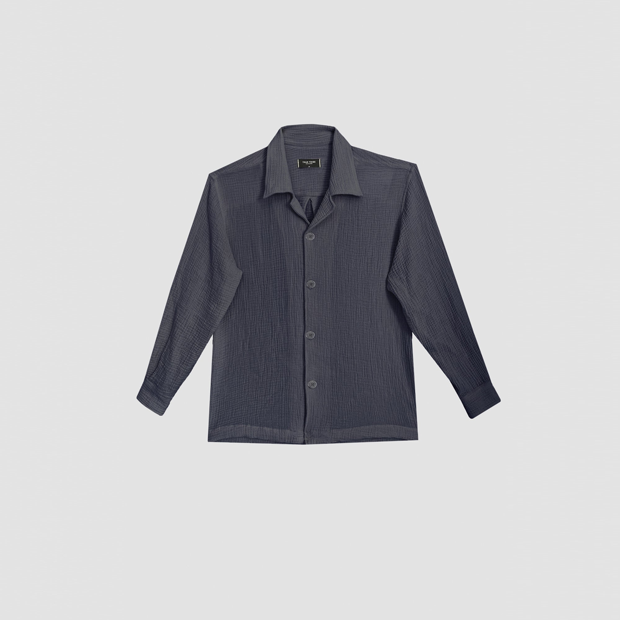 AngelWeave Dark Navy Gauze Long Sleeve Resort Shirt