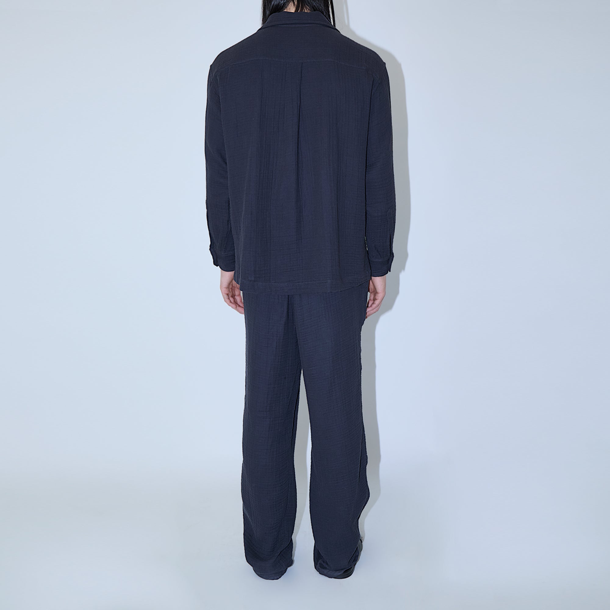 AngelWeave Dark Navy Gauze Long Sleeve Resort Shirt