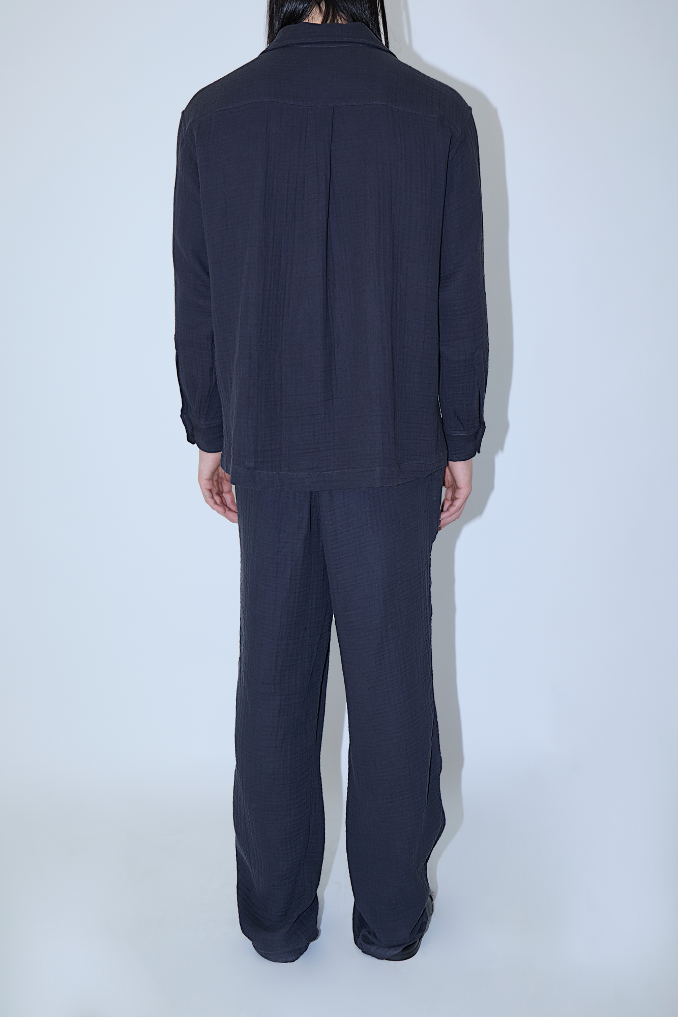 AngelWeave Dark Navy Gauze Long Sleeve Resort Shirt