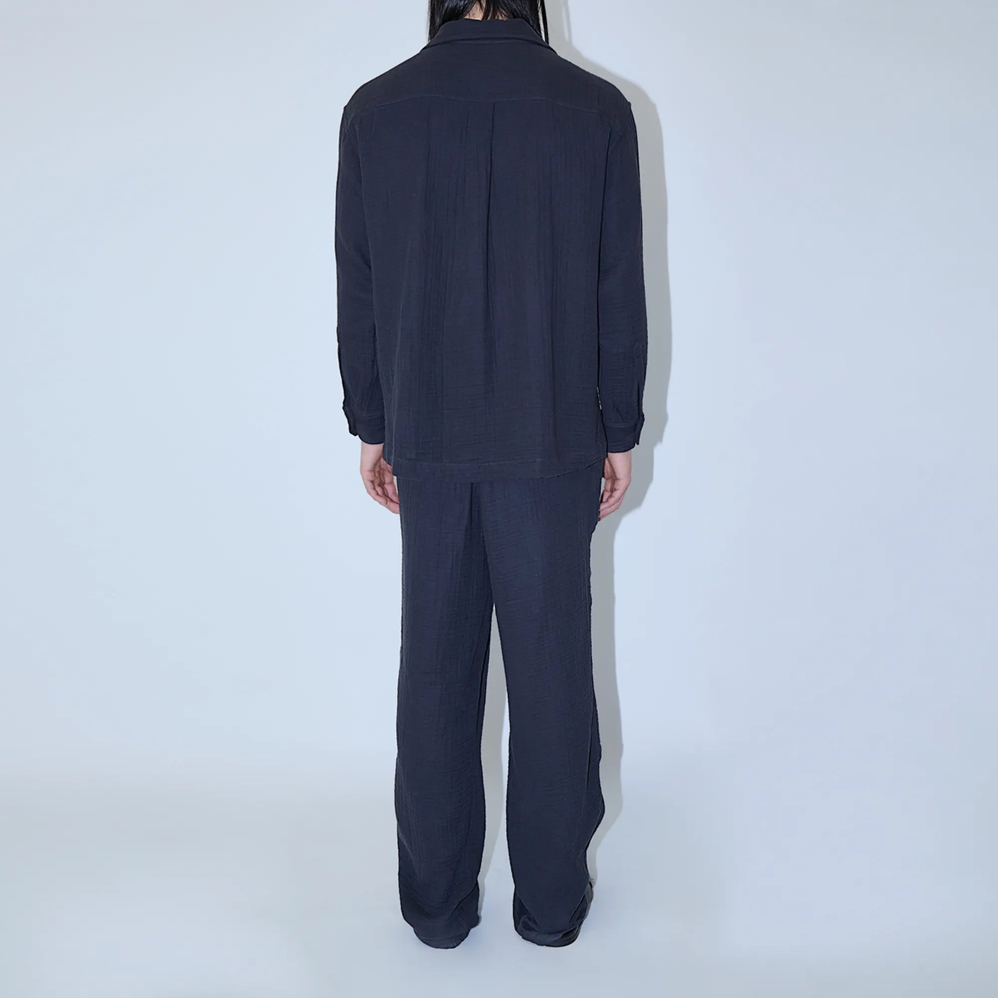 AngelWeave Dark Navy Gauze Long Sleeve Resort Shirt