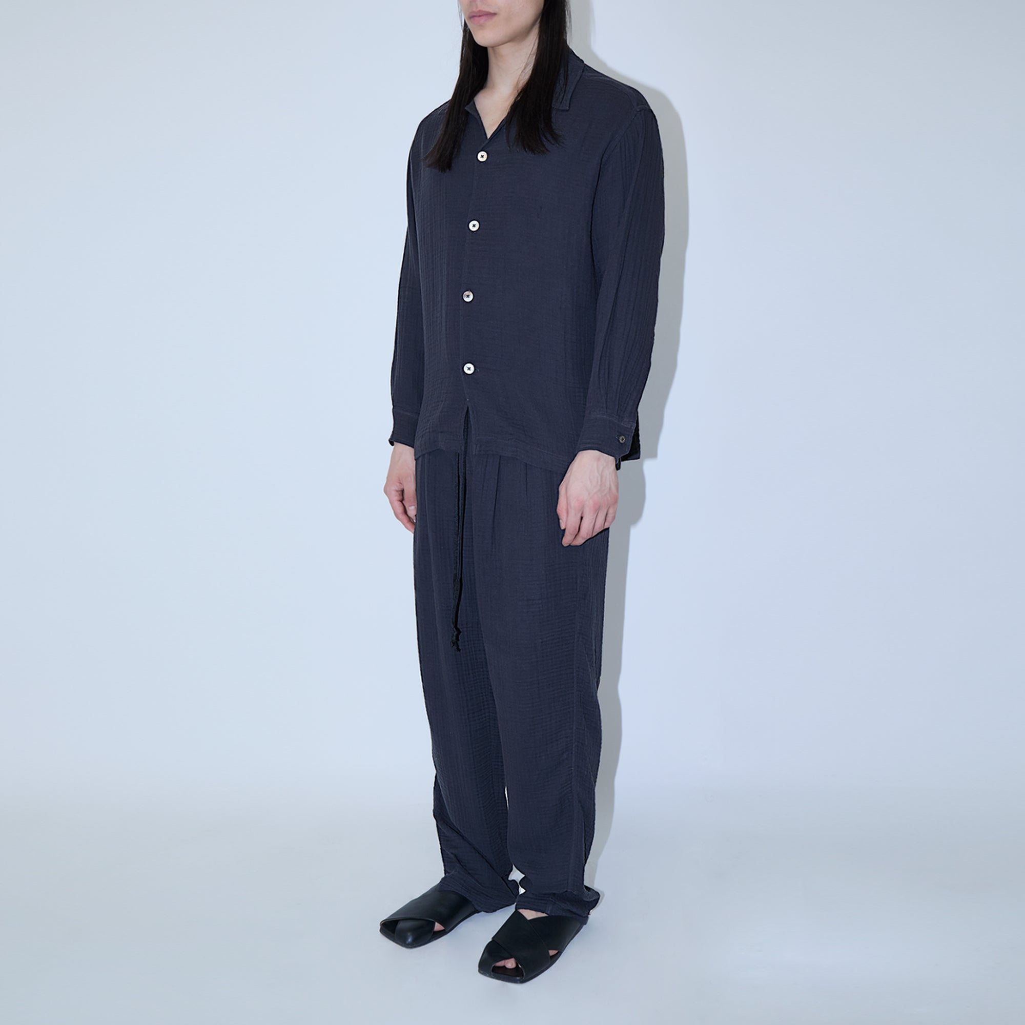 AngelWeave Dark Navy Gauze Long Sleeve Resort Shirt