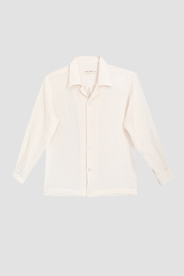 AngelWeave Ivory Gauze Long Sleeve Resort Shirt