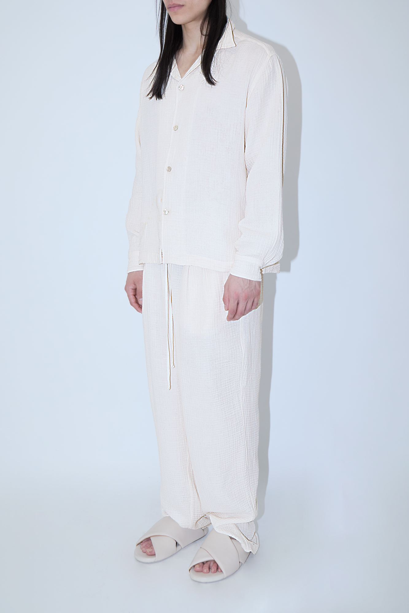 AngelWeave Ivory Gauze Long Sleeve Resort Shirt