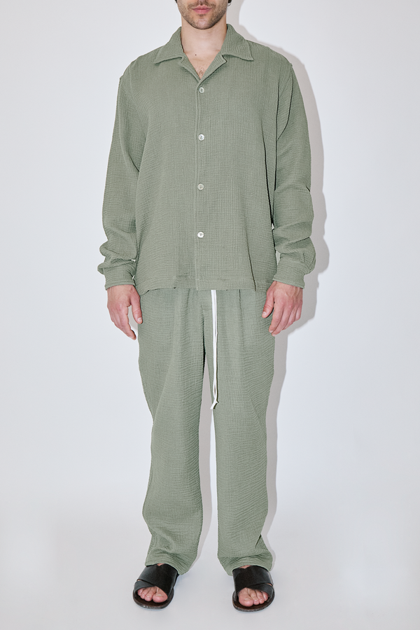AngelWeave Khaki Gauze Long Sleeve Resort Shirt