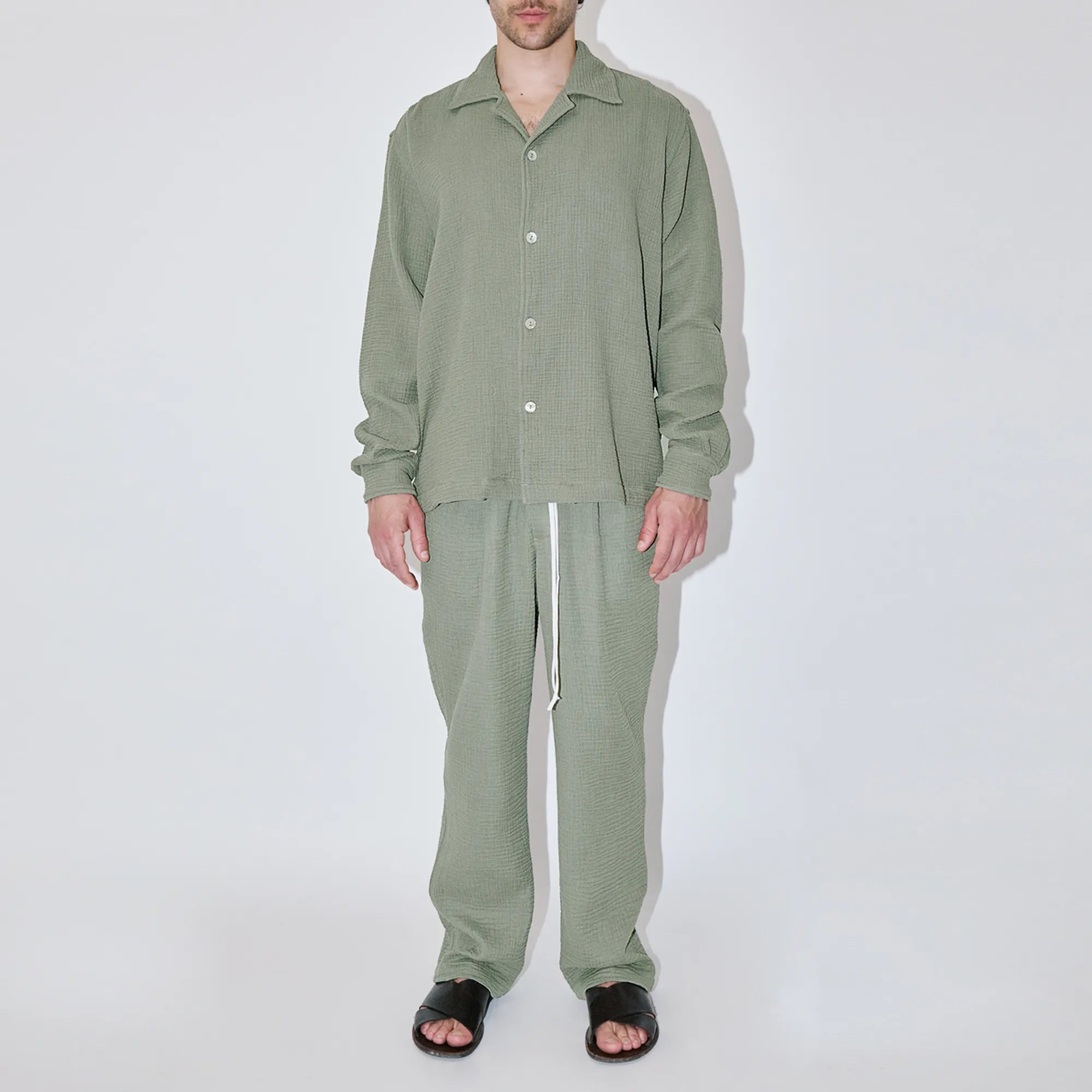 AngelWeave Khaki Gauze Long Sleeve Resort Shirt