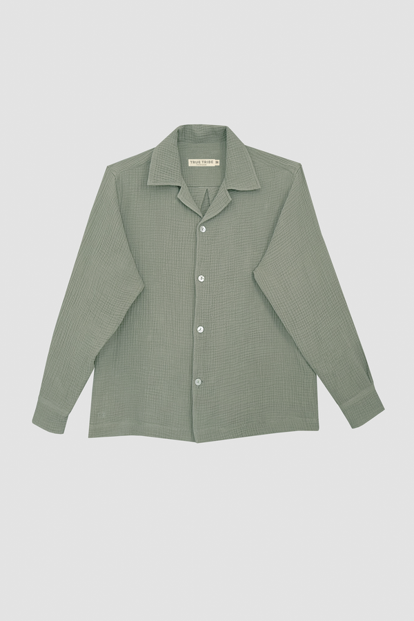 AngelWeave Khaki Gauze Long Sleeve Resort Shirt