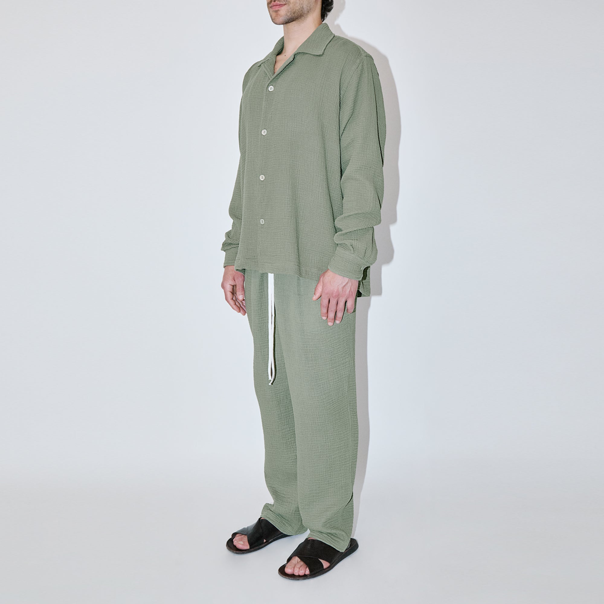 AngelWeave Khaki Gauze Long Sleeve Resort Shirt