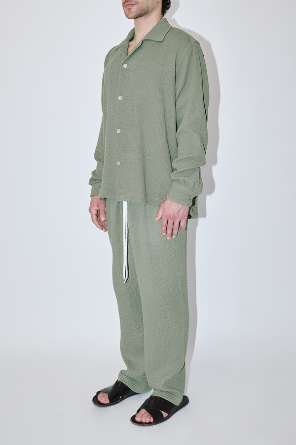 AngelWeave Khaki Gauze Long Sleeve Resort Shirt