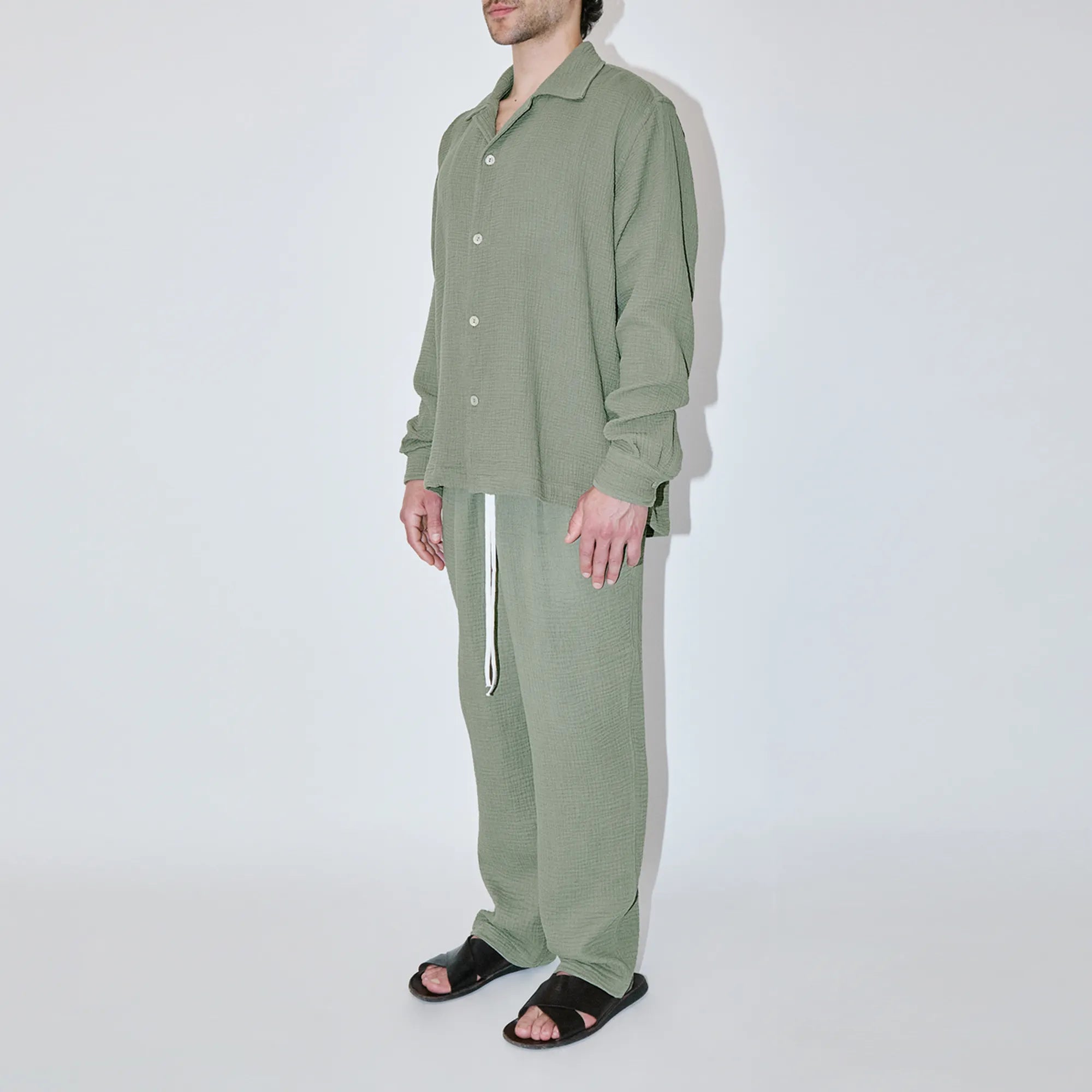AngelWeave Khaki Gauze Long Sleeve Resort Shirt