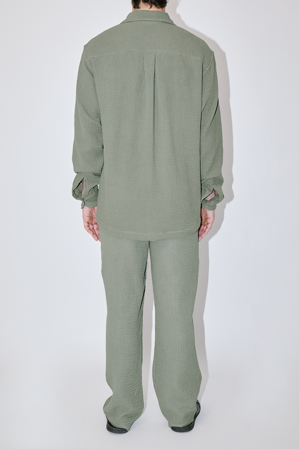 AngelWeave Khaki Gauze Long Sleeve Resort Shirt
