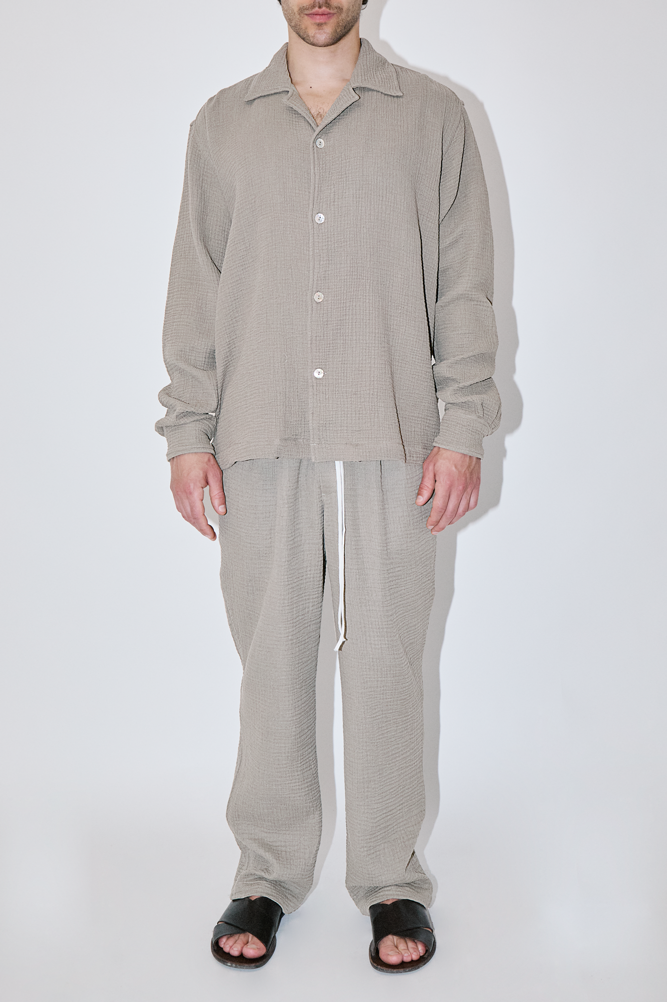 AngelWeave Sand Gauze Long Sleeve Resort Shirt