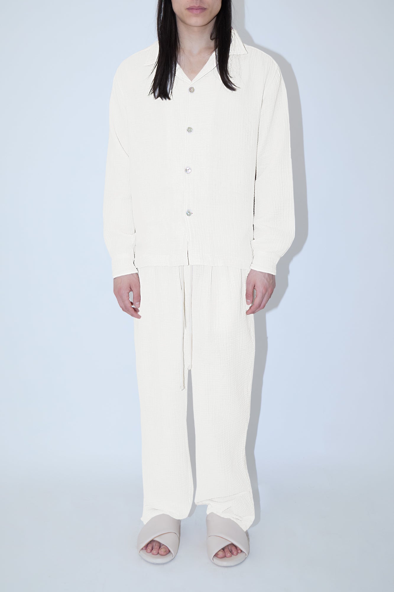 AngelWeave Ivory Gauze Long Sleeve Resort Shirt