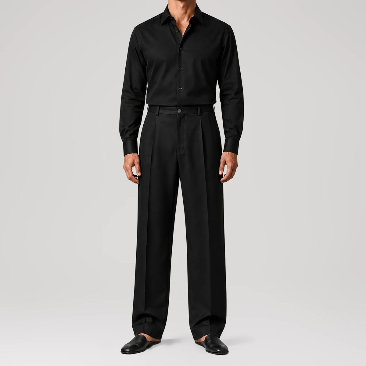 GizaLux Black Evening Pants, front view