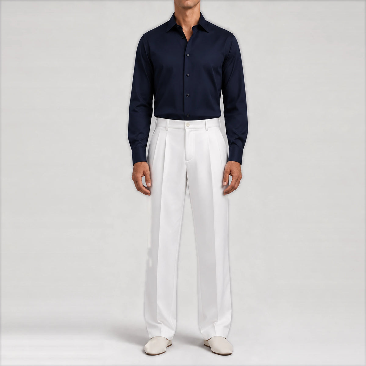 GizaLux White evening pants, front