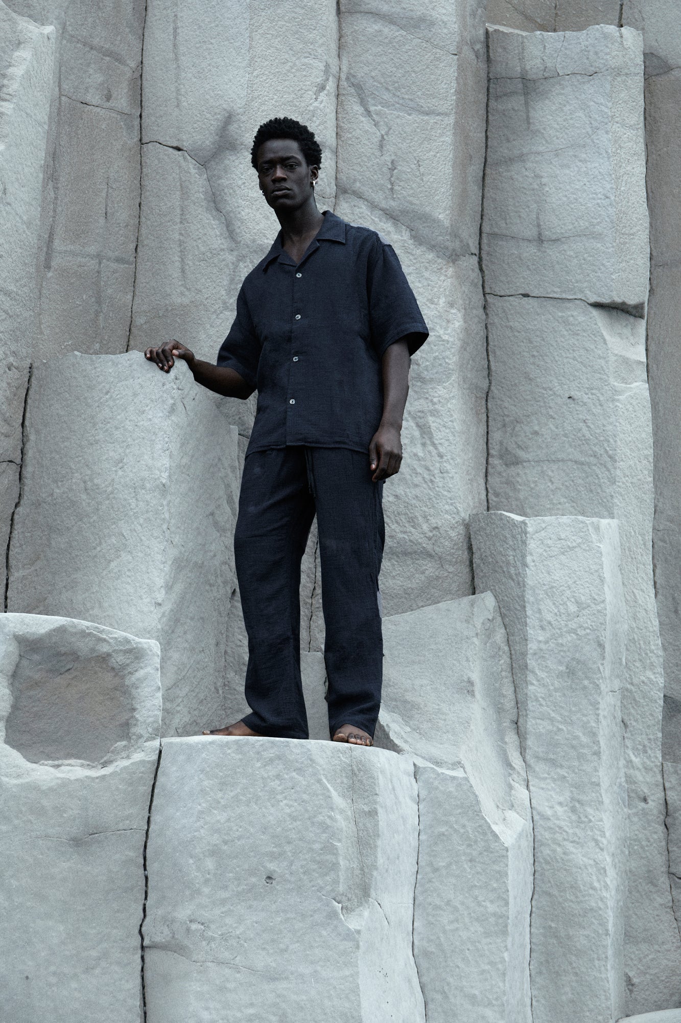 AngelWeave Dark Navy Gauze Resort Shirt