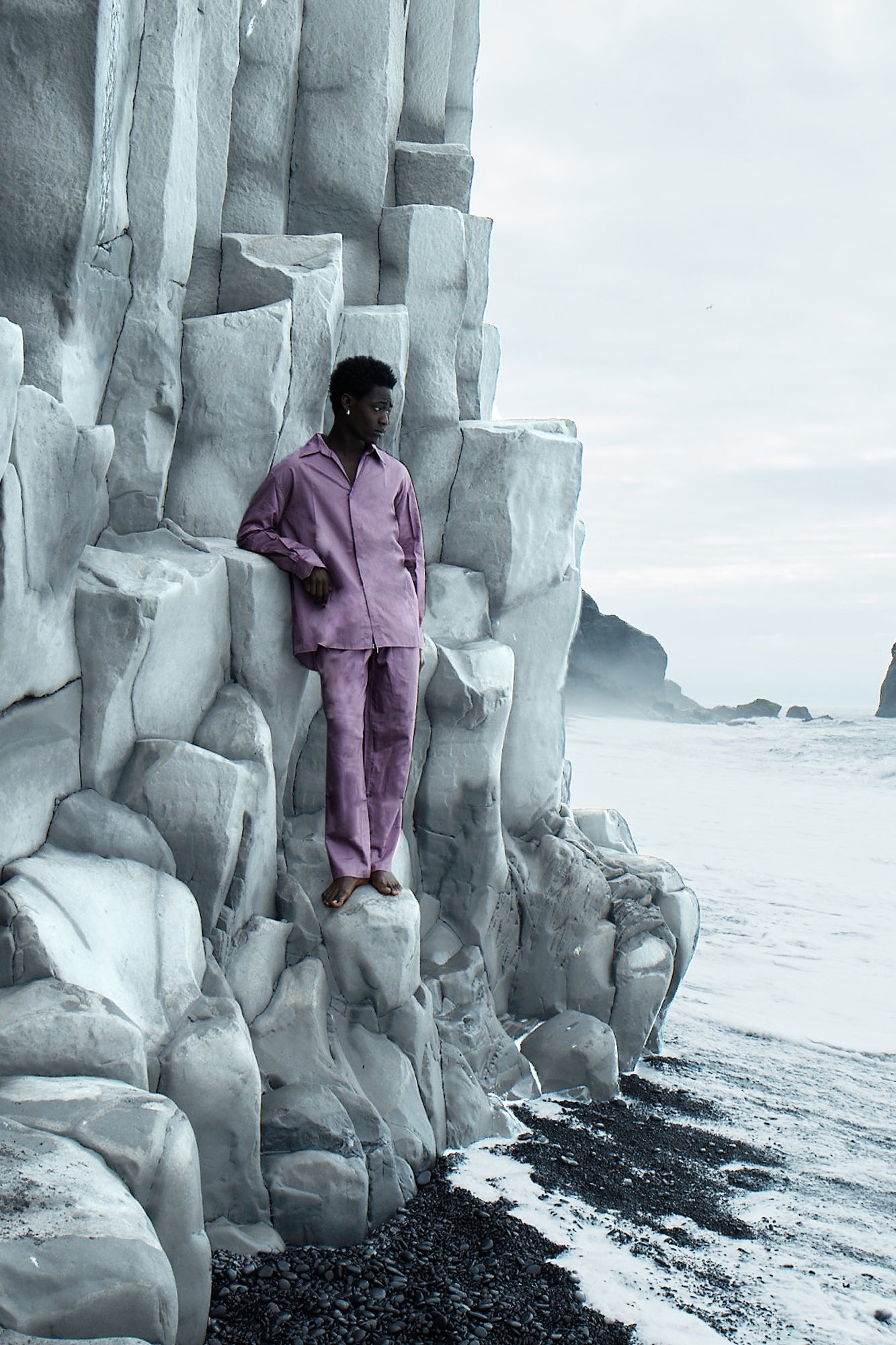 GizaFine Mauve Satin Oversized Shirt