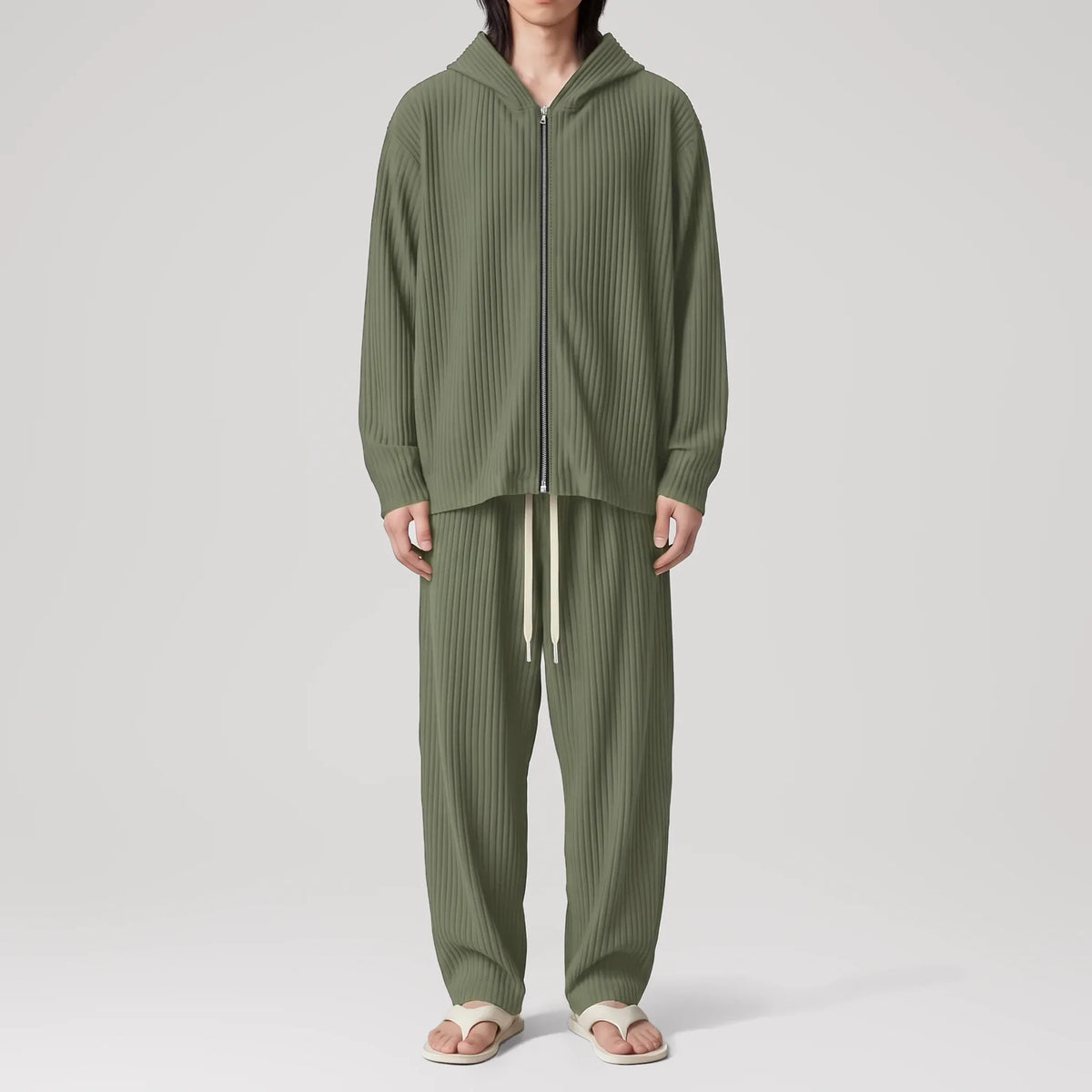 AirCloud Khaki Zip-Up Hoodie, front view