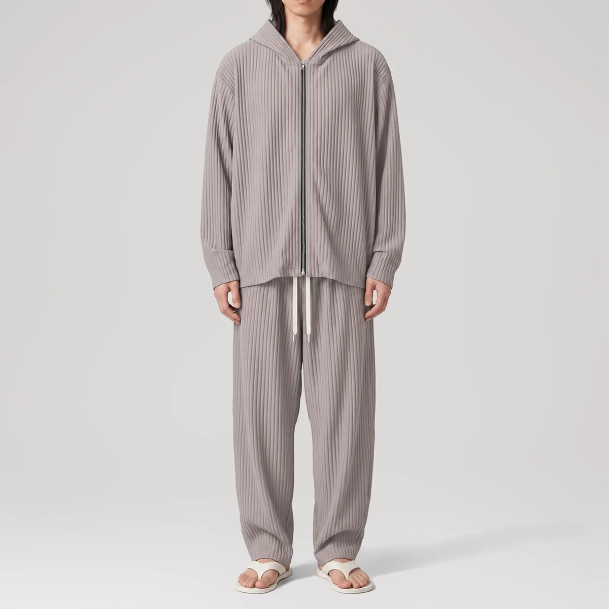 AirCloud Taupe Zip-Up Hoodie, front view