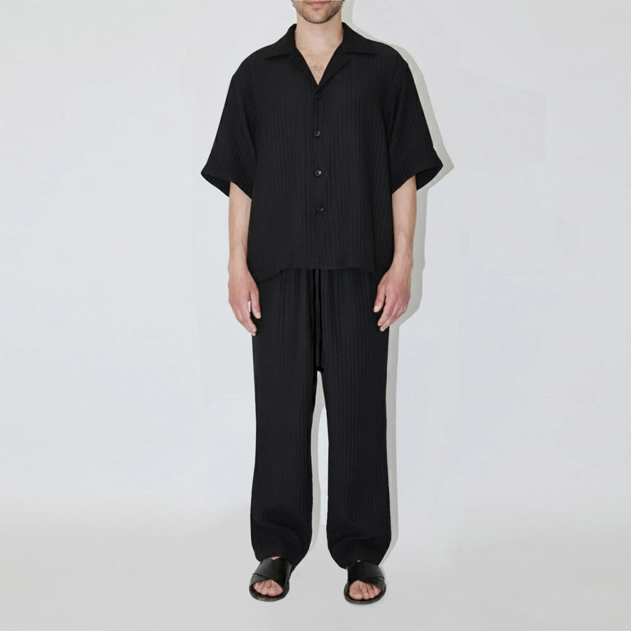 AirCloud Black Cotton Cuban Shirt